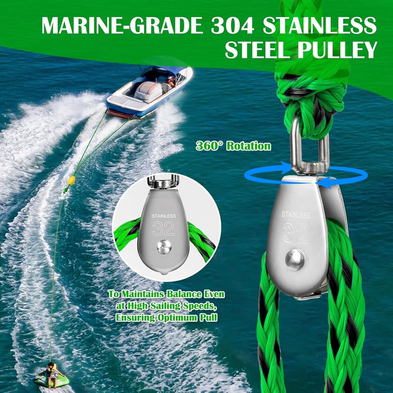 SETYPARY Boat Tow Harness for Tubing, Self Centering Tow Harness for 1-4 Riders Towable Tubes, Floating Boat Tow Rope for Watersports - Image 3